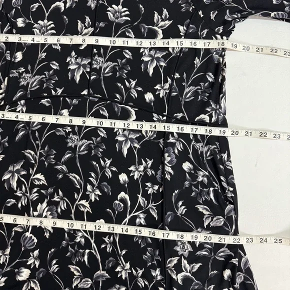 J. Jill Black & White Floral Midi Dress w/Pockets Long Sleeve Medium - Picture 7 of 11